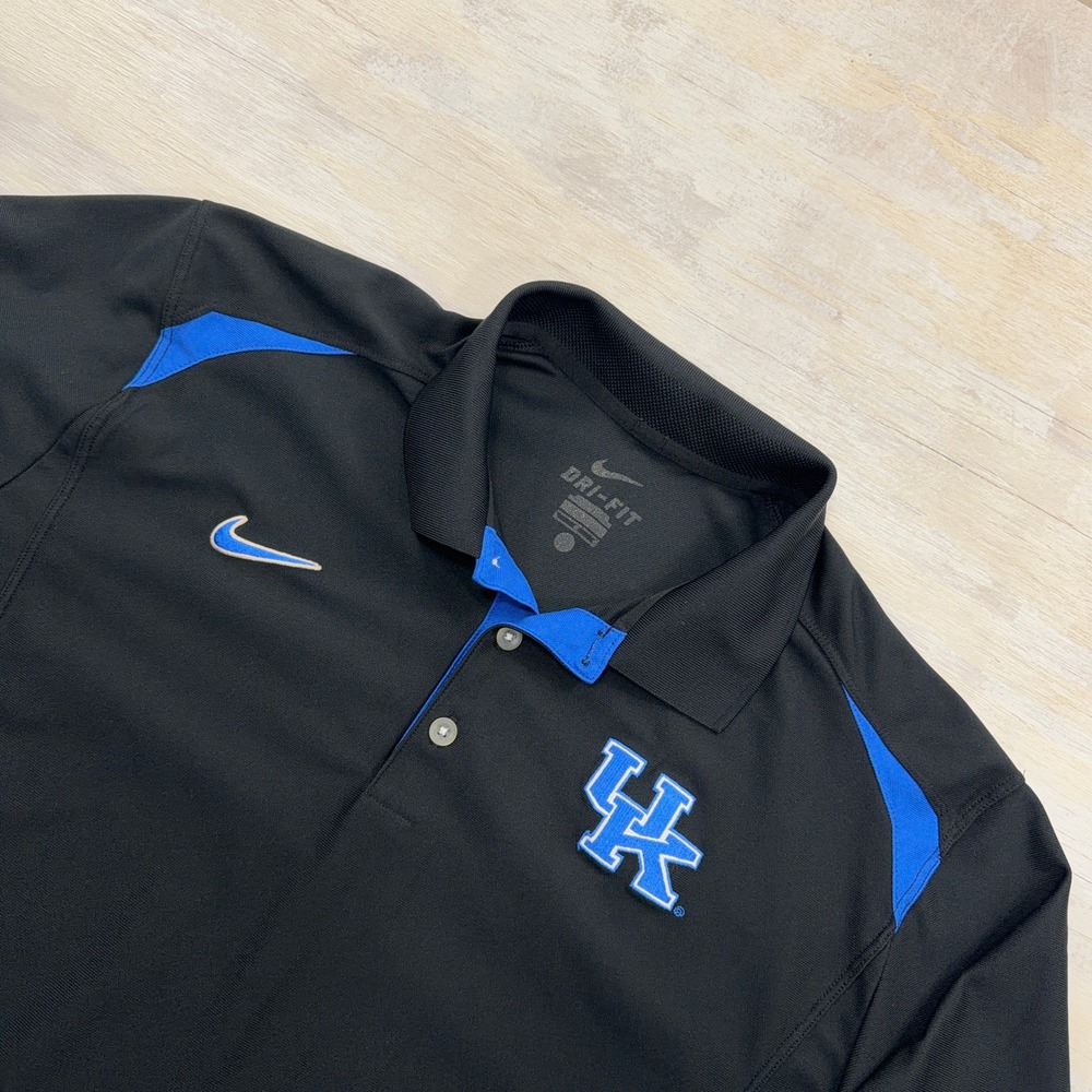 Nike Polo Kentucky Wildcats Dri-FIT Elite Large Embroidered Logo Black Mens